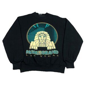 Vintage 90s MGM Grand Lion Logo Black‎ Sweatshirt Adult Size Small